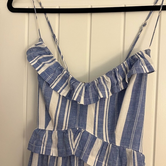 Cinq à Sept - Addy Blue Linen Striped Ruffle Dress - sz 4 - Picture 3 of 8